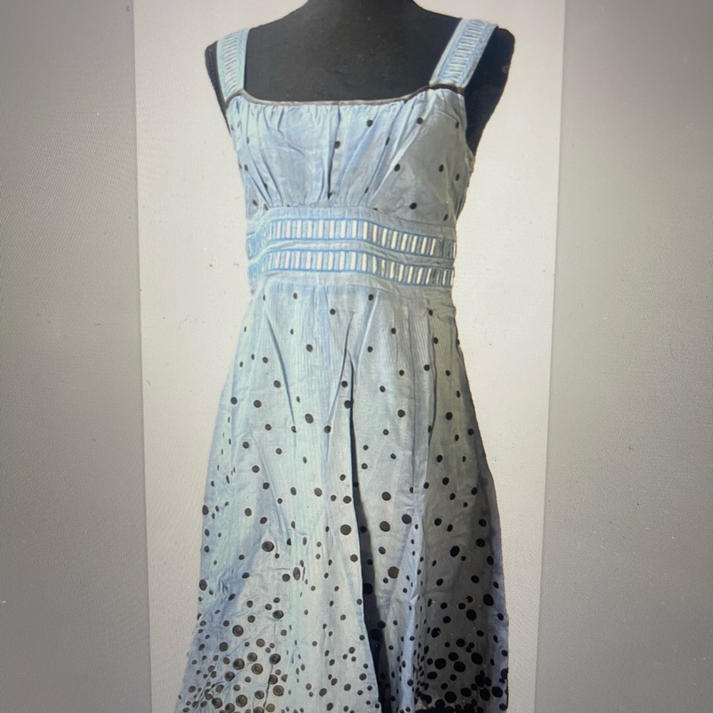 Anthropologie  Blue Motif Dress embroidered size 4